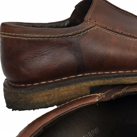 JOHNSTON & MURPHY Loafers Brown Leather Slip On Sheepskin Crepe Sole Size 12M - Picture 10 of 13